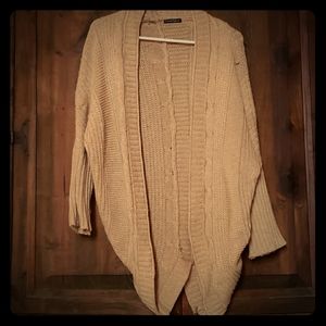 Beige Knitted Baggy Bat Winged Cardigan